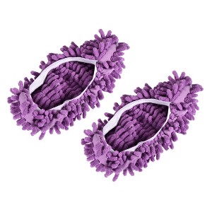 Unique Bargains Washable Cleaning Shoes Cover Multifunction Chenille Duster Mop 2 Pcs - 1 of 4