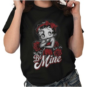 Women's Vintage Betty Boop Roses Be Mine Graphic T Shirt Tees Brisco Brands - 1 of 1