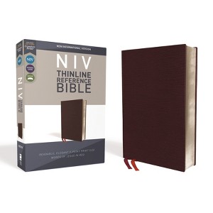 NIV, Thinline Reference Bible, Bonded Leather, Burgundy, Red Letter Edition, Comfort Print - by  Zondervan (Leather Bound) - 1 of 1