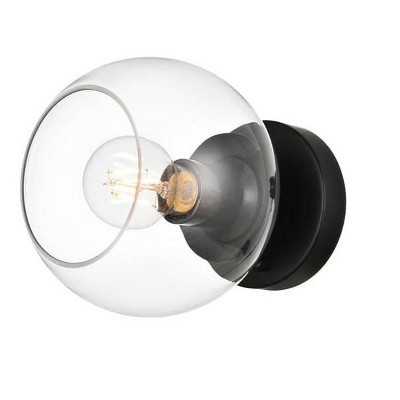 Elegant Lighting Rogelio 1 light Black and Clear Bath Sconce