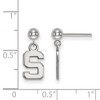 Black Bow Jewelry 14k White Gold Michigan State Spartans NCAA Dangle Earrings - 2 of 3