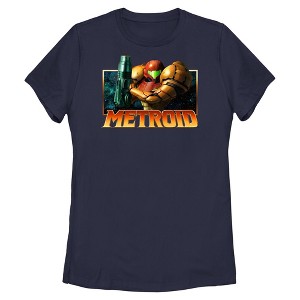 Womens Nintendo Samus Metallic Frame Badge T Shirt - 1 of 4