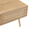 PAGED Rattan Coffee Table Contemporary Living Room Tables with Solid Wood Legs & Sliding Door for Living Room, Office - 3 of 4