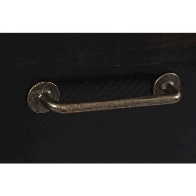 Rustic Black Reclaimed Pine 3-Drawer Nightstand with USB Charging