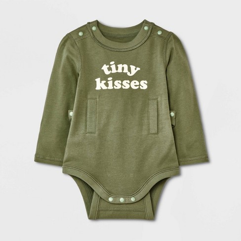 Unisex Long-Sleeve Thermal-Knit Henley Bodysuit for Baby