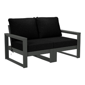 WestinTrends Montara Outdoor HDPE All-Weather Modern Patio Loveseat with Waterproof Cushions - 1 of 4