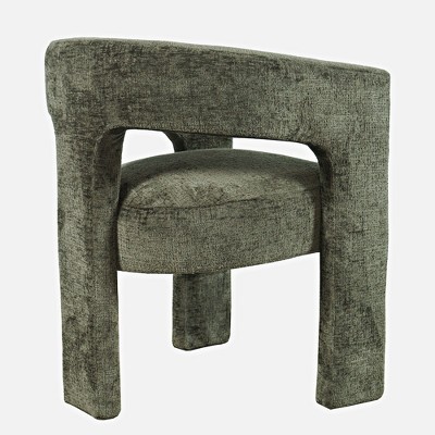 Forest Green Jacquard Fabric Modern Sculpted Accent Armchair