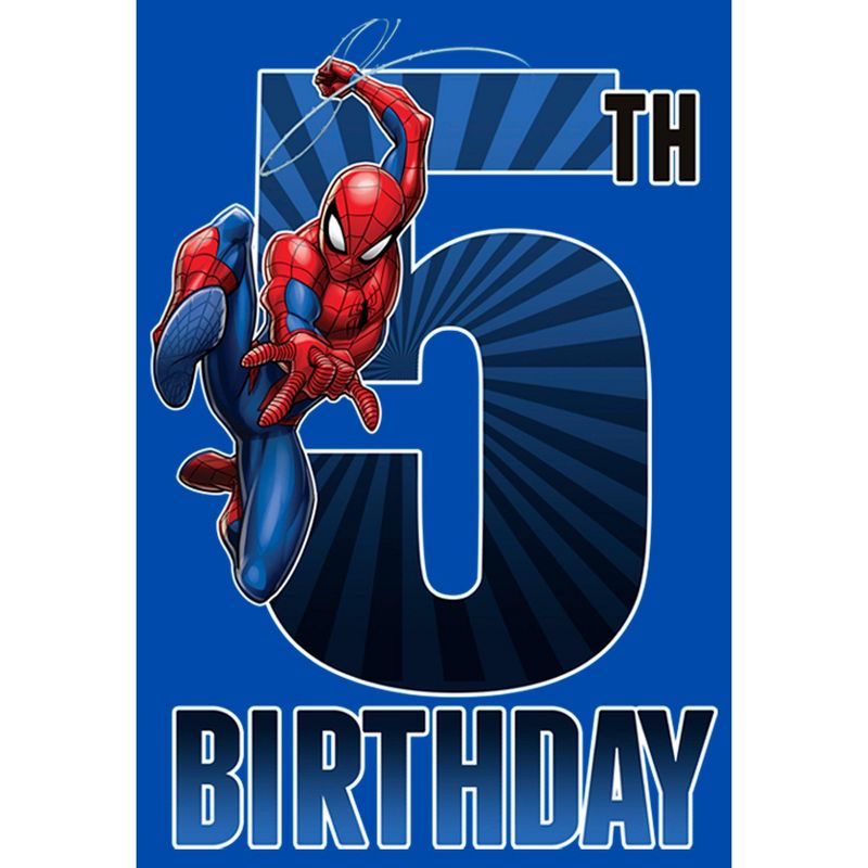 Boy's Marvel Spider-Man Swinging 5th Birthday T-Shirt, 2 of 6