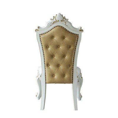 Elegant Beige Faux Leather Upholstered Side Chair with Queen Anne Legs