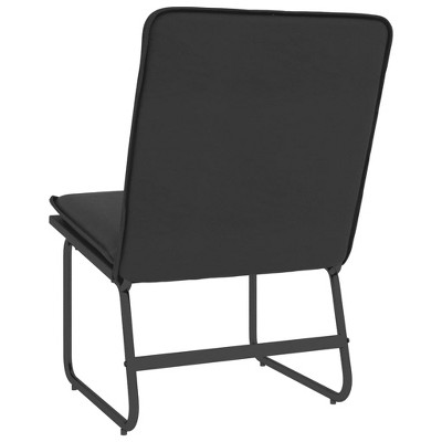 Black Faux Leather Armless Accent Chair with Metal Frame