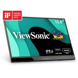 ViewSonic VX1655 15.6 Inch 1080p FHD Portable LED IPS Monitor with 2 Way Powered 60W USB C, Mini HDMI, Dual Speakers, and Built in Stand with Tripod - 1 of 4