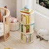 Costway 1/2 PCS 3-Tier Rotating Bookshelf 360° Display Rack with Dividers & Anti-falling Baffles Natural/White - 2 of 4