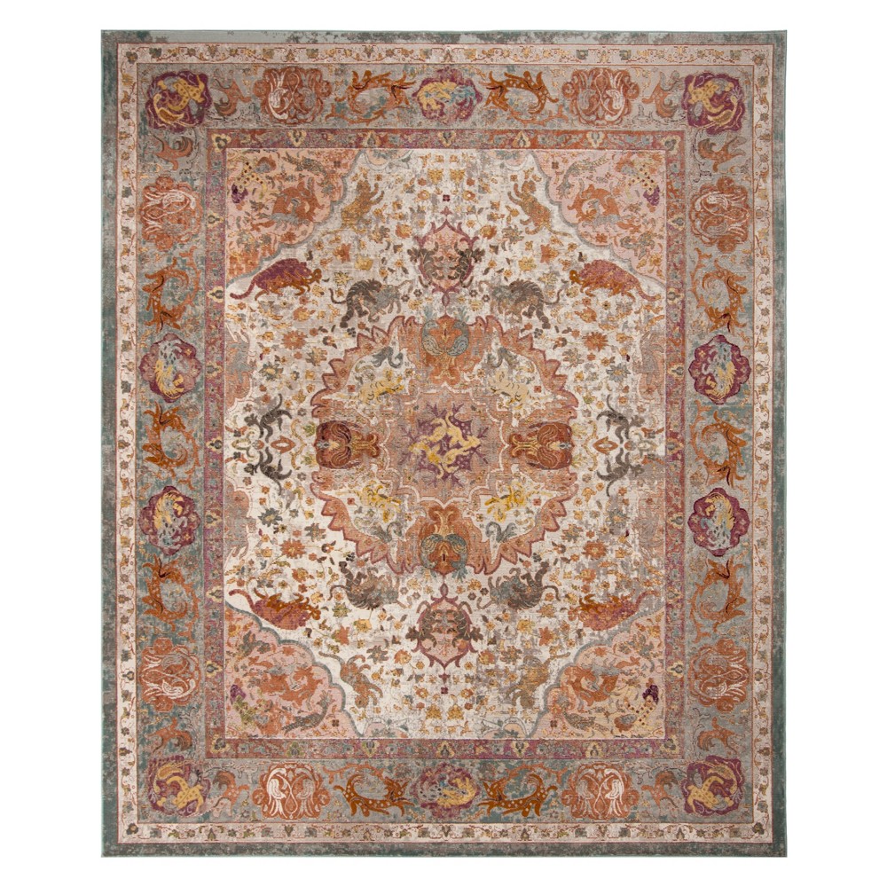 9'x12' Medallion Loomed Area Rug Beige/Orange - Safavieh