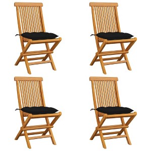 vidaXL Patio Chairs with Black Cushions 4 pcs Solid Teak Wood - 1 of 1