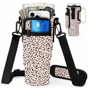 BABYYER Water Bottle Carrier Bag with Phone Pocket for Stanley 40oz Tumbler Neoprene Water Bottle Holder Pouch - 1 of 4