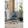 Light Blue Accent chair Modern home office leisure chair with adjustable velvet height and adjustable casters - 3 of 4