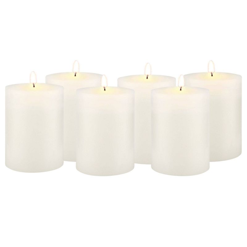 6pk Unscented Flat top Smooth Pillar Candles White - Stonebriar Collection, 2 of 8
