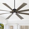 80" Possini Euro Design Defender Modern Indoor Outdoor Ceiling Fan with Dimmable LED Light Remote Matte Black Oak Damp Rated for Patio Exterior House - 2 of 4