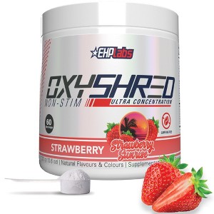 EHPlabs OxyShred Non Stimulant Pre Workout Powder & Fat Burner - Caffeine & Sugar Free Preworkout Energy Powder - Strawberry, 60 Servings - 1 of 4