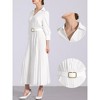 INSPIRE CHIC Women's Casual Pleated Collar V Neck Belted Maxi Dresses - 2 of 4