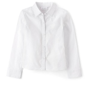 The Children's Place Girls Uniform Long Sleeve Poplin Button Up Shirt - 1 of 3