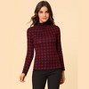 Allegra K Women's Turtleneck Long Sleeve Stretch Slim Plaid Casual Blouse - 4 of 4