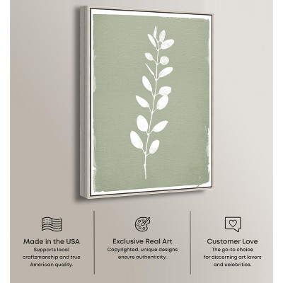 Linen Leaf Screen II Green and White Botanical Canvas Art, 25" x 17"