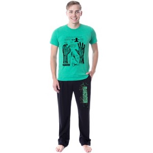 Universal Monsters Mens' Frankenstein Character Halloween Sleep Pajama Set Multicolored - 1 of 4