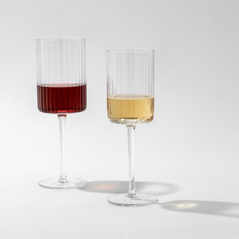 JoyJolt Elle Fluted Cylinder White Wine Glass - 11.5 oz Long Stem Wine Glasses - Set of 2, 2 of 7