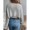Womens Cropped Sweater Cardigan Sweater Knit Bolero Open Front Cropped Cardigan with Lantern Sleeve - 2 of 4