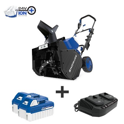Snow Joe 24V-X2-SB18 48-Volt iON+ Cordless Snow Blower Kit | 18-Inch | W/ 2 x 4.0-Ah Batteries and Charger.