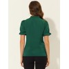 INSPIRE CHIC Women's Bow Tie Neck Solid Color Elastic Cuffs Elegant Office Short Sleeve Blouse - 4 of 4