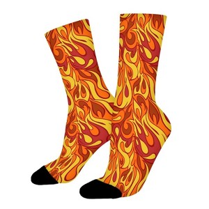 Orange Flame Women Printed Crew Socks Funny Funky Socks Soft Polyester Novelty Gifts for Artists Men - 1 of 1
