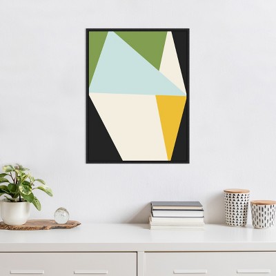 Modern Abstract Geometric Canvas Print with Black Frame 18 x 24 Inches
