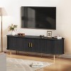 TIRAMISUBEST 55"TV Stand with Power Outlet for TVs up to 60 Inch,Entertainment Center with Storage,Adjustable Shelves & Sliding Doors - 3 of 4