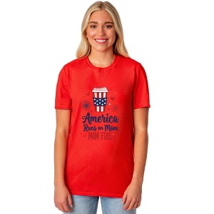 Runs On Mom Coffee Women's 4th Of July Crewneck Short-Sleeve T-Shirt - 1 of 4