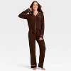 Women's Cozy Ribbed Notch Collar Long Sleeve Shirt and Pants Pajama Set - Auden™ - 3 of 3