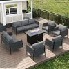 LayinSun 7 Piece Outdoor Furniture Set with Fire Pit Table, Modern Rope Woven Patio Conversation Sofa Set with Olefin - 2 of 4