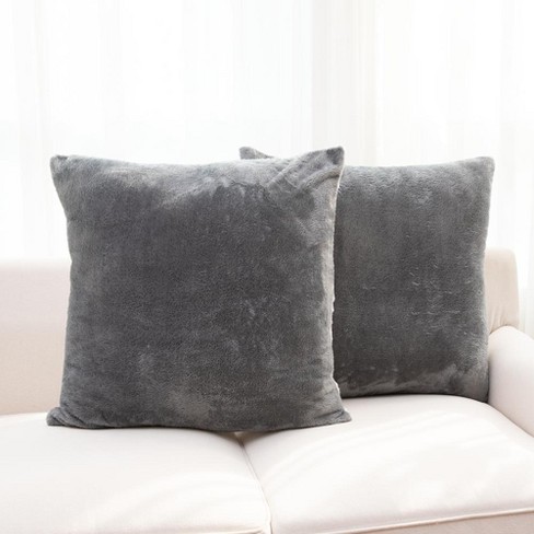 Cheer Collection Embossed Faux Fur Throw Pillows - 18 x 18 - White/Blue -  Cheer Collection