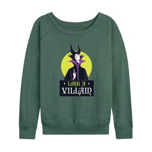 Women's - Disney Villains - Like a Villian Lightweight French Terry Wide Neck Long Sleeve Shirt - 1 of 4