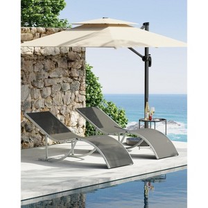 Aluminum Alloy Sun Lounger with Adjustable Reclining Positions, Plush Padding, for Indoor & Outdoor Use, Poolside, Patio, Balcony - 1 of 4