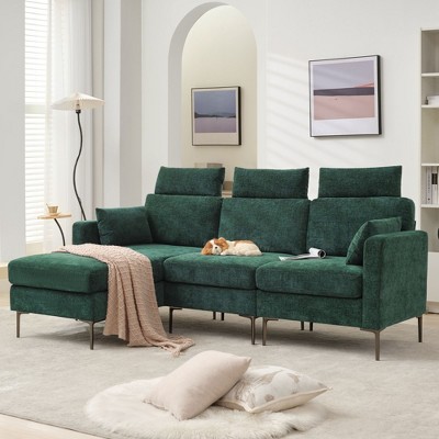 Hyleory 89'' Chenille 3 - Piece Upholstered Sectional Sofa