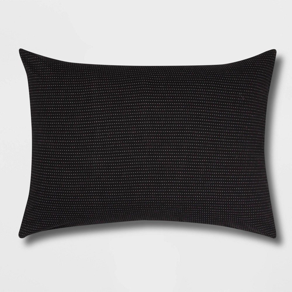 Photos - Pillowcase Standard Dobby Jersey Sham Black - Room Essentials™ Black Dobby