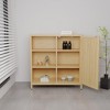 Dolonm 32.9 in. Tall Bamboo Storage Cabinet with Single Door & Shelves, Natural Finish for Bathroom& Bedrooms or Entryways - 2 of 4
