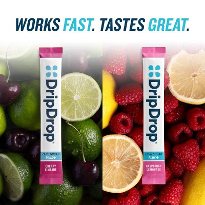 DripDrop Zero Sugar Plus Target Exclusive Variety Dietary Supplement Powder - Cherry Limeade & Raspberry Lemonade - 16ct