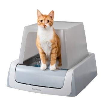 PetSafe ScoopFree Complete Plus Covered Self-Cleaning Cat Litter Box with Disposable Crystal Litter Tray - White