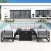 LayinSun 9-Piece Large Outdoor Modular L-Shaped Sectional Set with Propane Fire Pit Table - 2 of 4