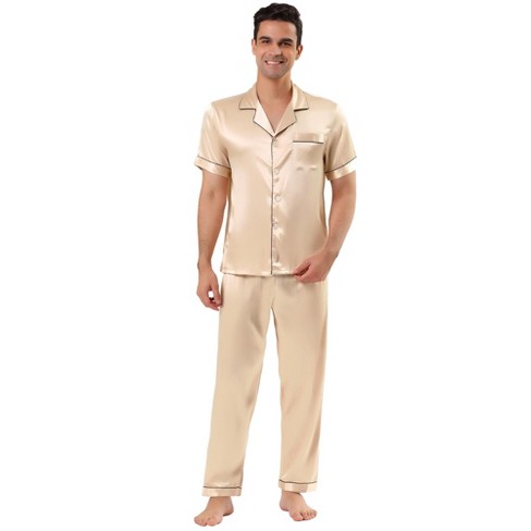 Lars Amadeus Men s Satin Short Sleeves Button Down Night Pajama