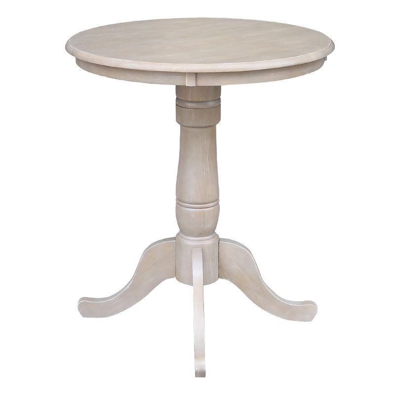 Solid Wood Round Pedestal Dining Table Weathered Gray - International Concepts, 3 of 6