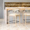 Equinox Barstool 42.1" H – Oyster Gray Fabric Seat with Faux Wood Steel Base by Zuo Modern - 2 of 4